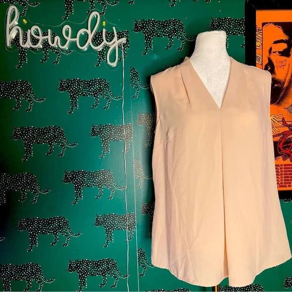 NWOT Nine West Blush Pink Loose Fitting V-Neck Blouse Tank Size S - Picture 1 of 7